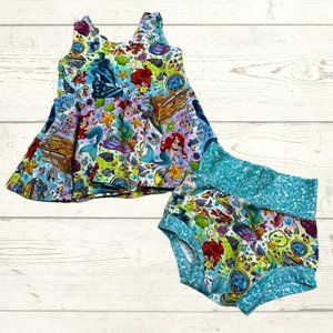 Boutique Disney Little Mermaid Ariel Sleeveless Dress and Bummies